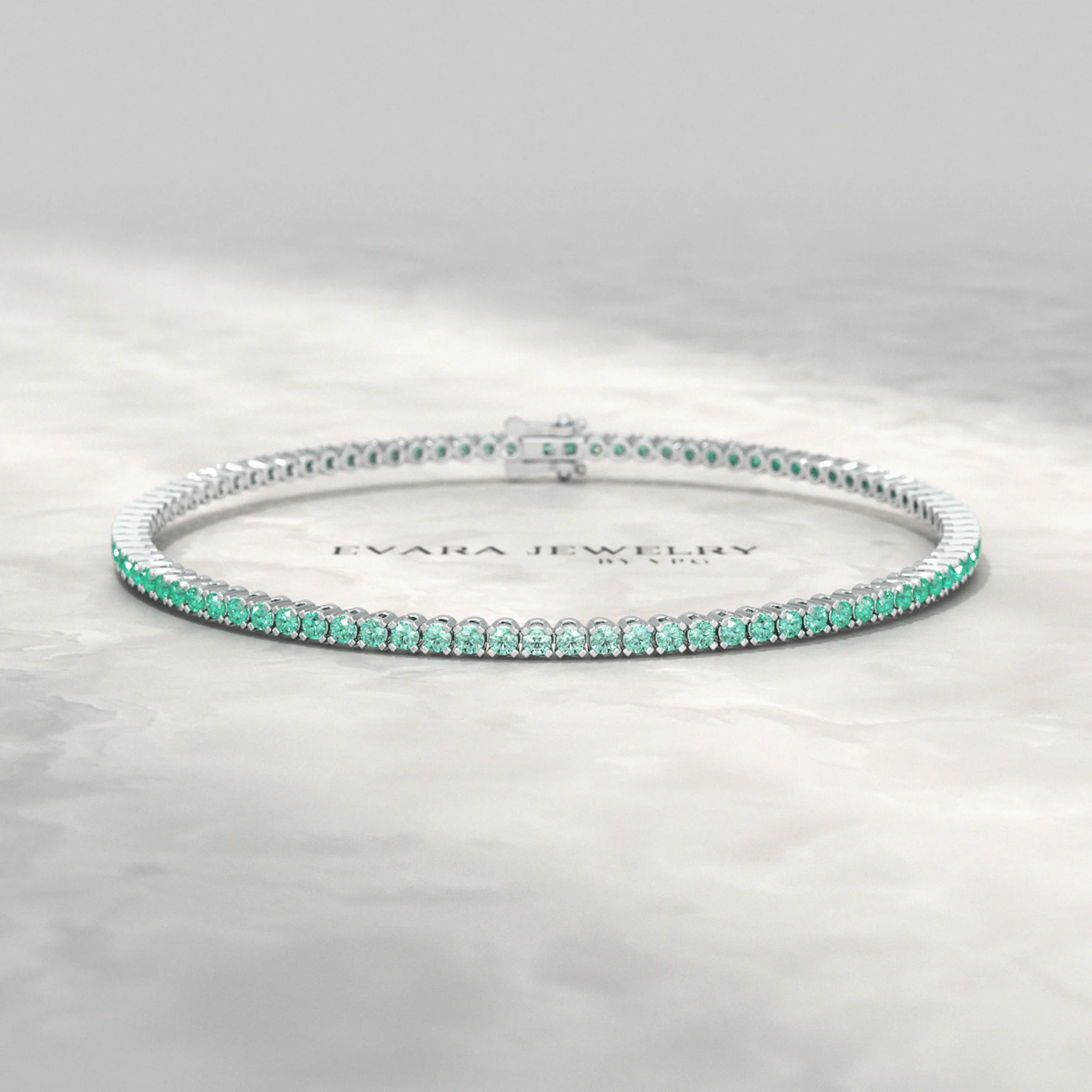 Natural Emerald Ombre 3.12 Carats Tennis Bracelet in 14K/18K Yellow Gold - Image 6