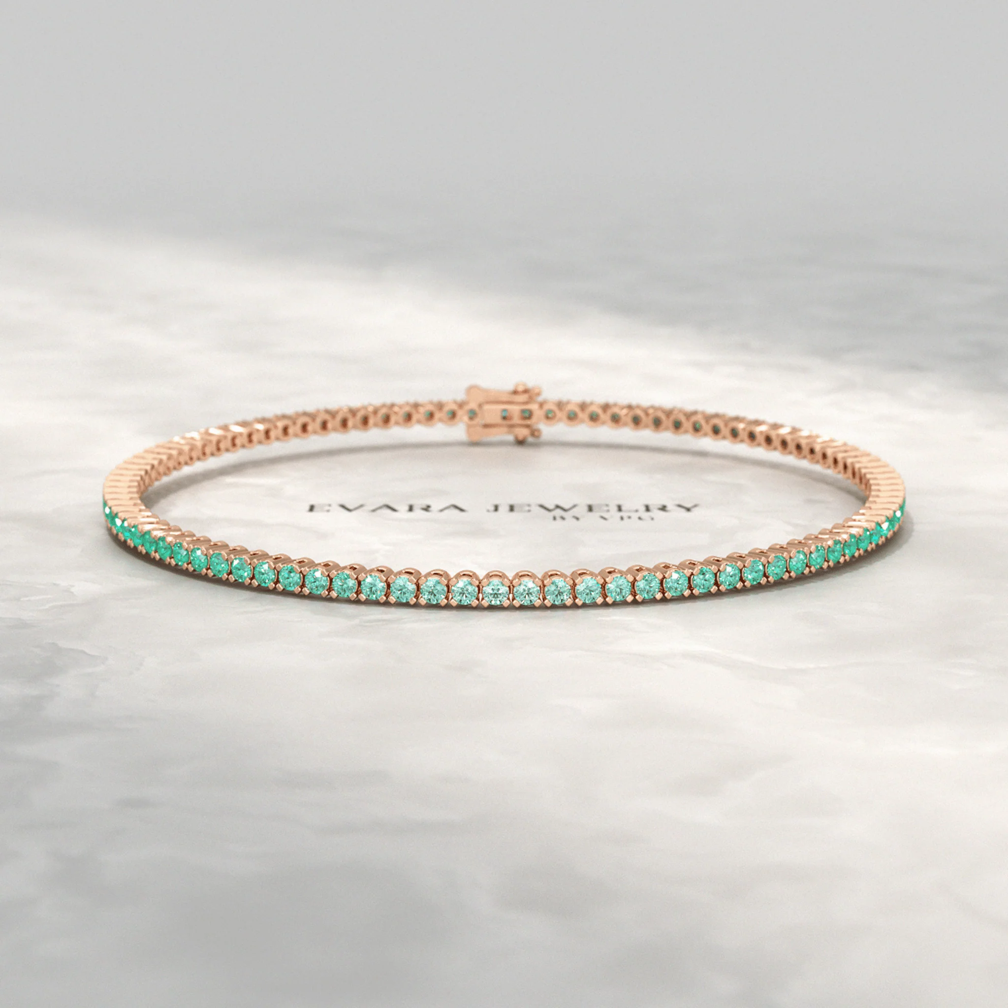 Natural Emerald Ombre 3.12 Carats Tennis Bracelet in 14K/18K Yellow Gold - Image 9