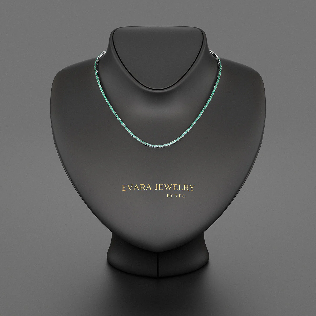 Natural Emerald Ombre Tennis Necklace in 14K/18K Gold - Image 3