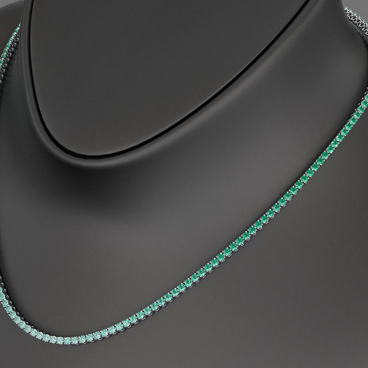Natural Emerald Ombre Tennis Necklace in 14K/18K Gold - Image 4