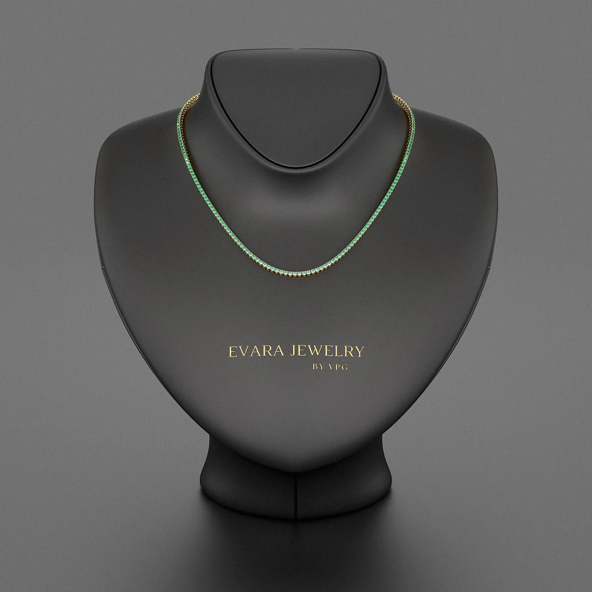 Natural Emerald Ombre Tennis Necklace in 14K/18K Gold - Image 6