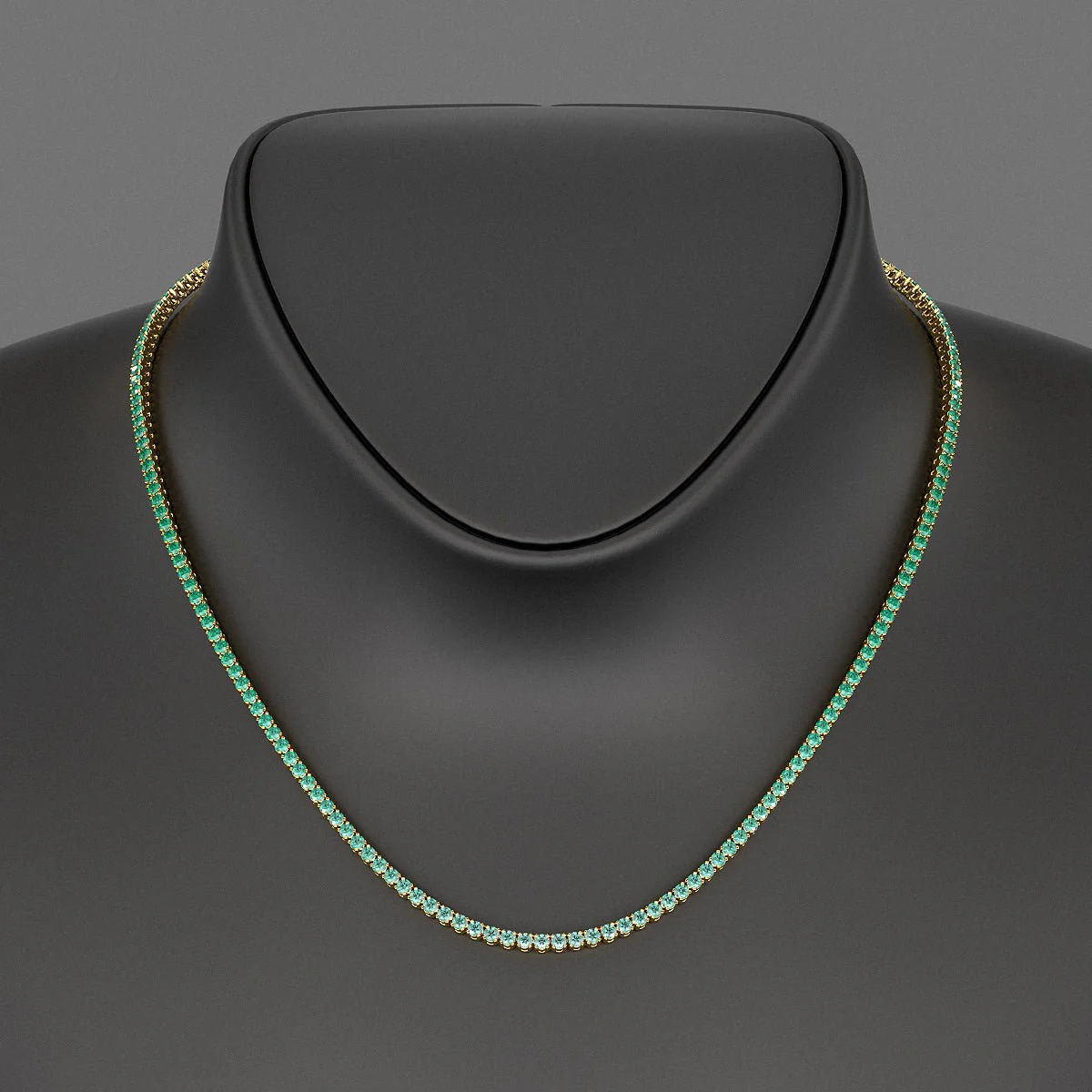 Natural Emerald Ombre Tennis Necklace in 14K/18K Gold - Image 7