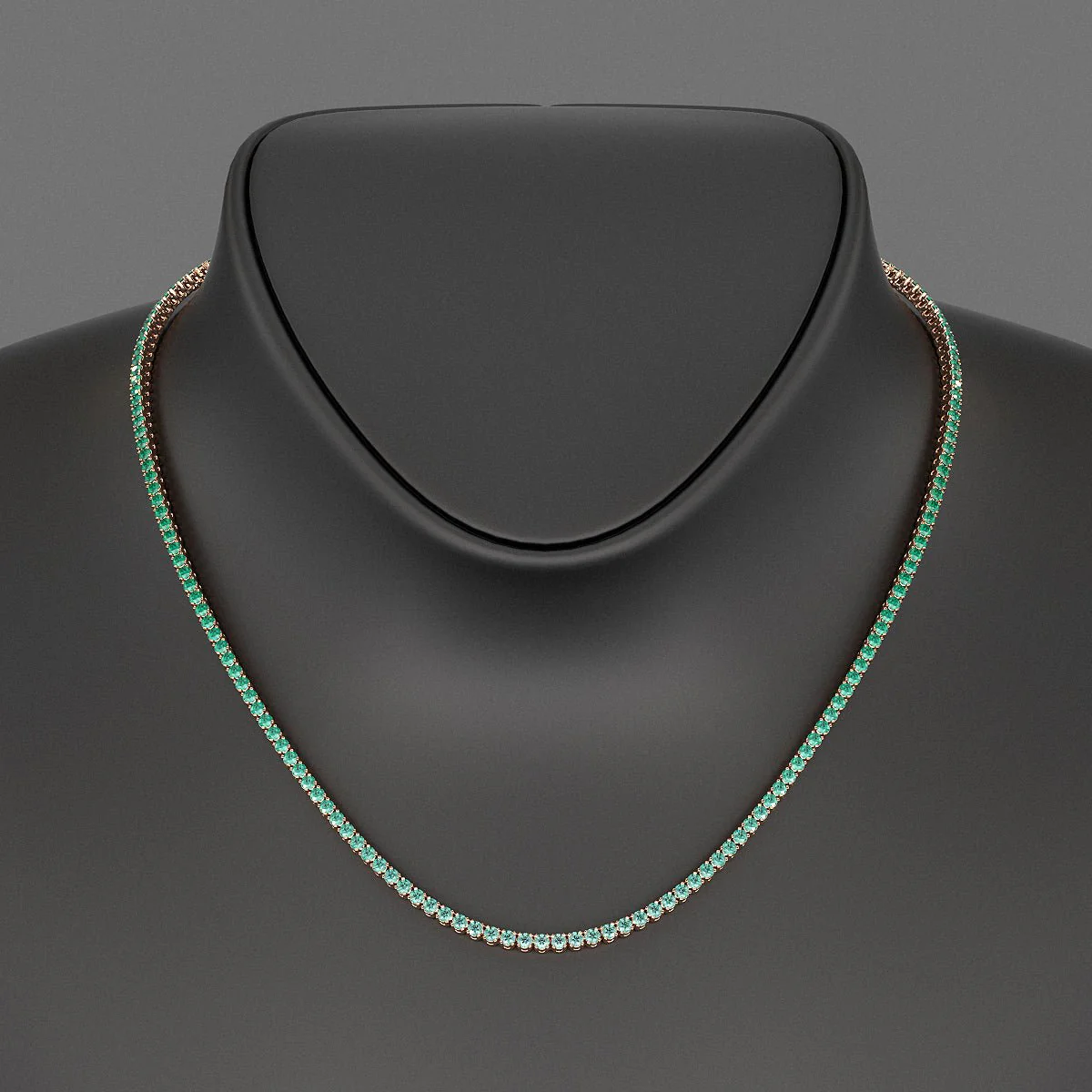 Natural Emerald Ombre Tennis Necklace in 14K/18K Gold - Image 9
