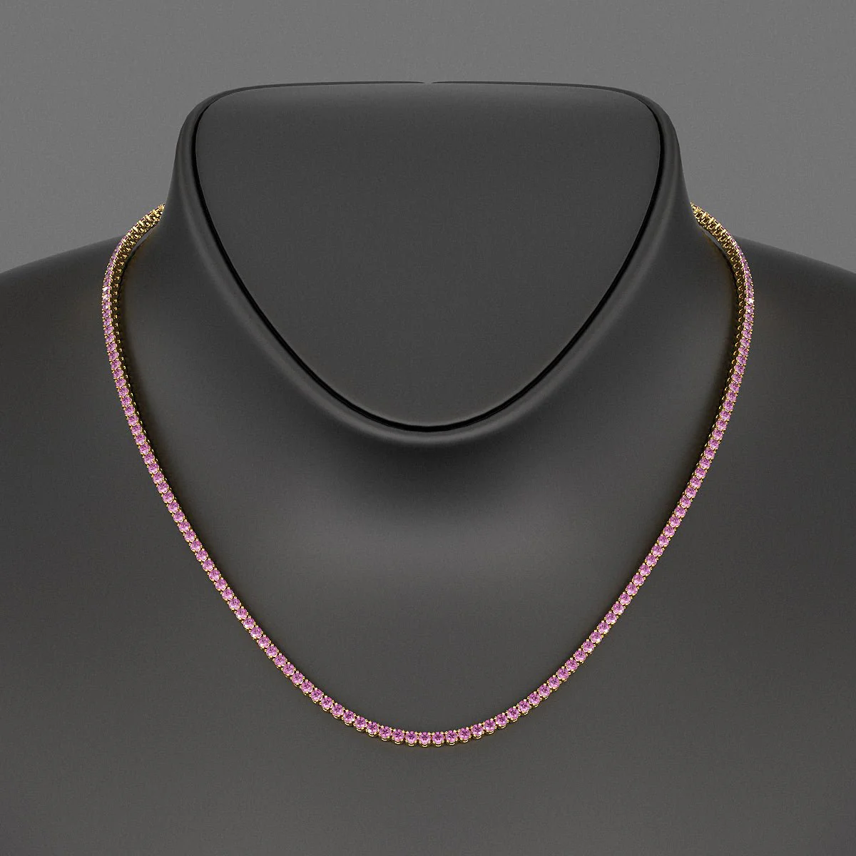 Natural Pink Sapphire Tennis Necklace in 14K/18K Gold - Image 4