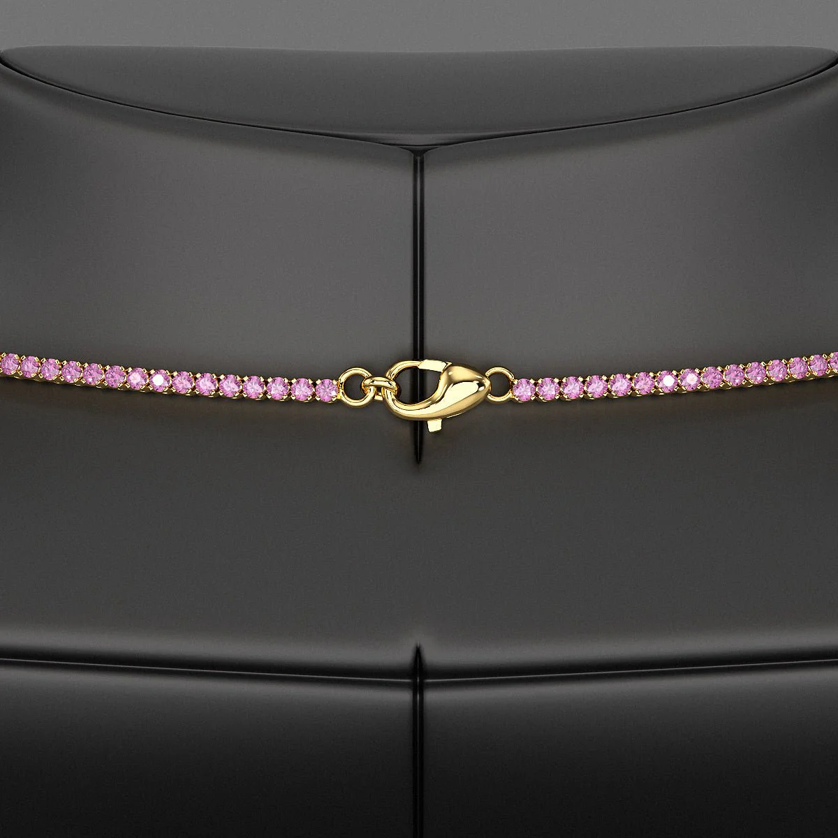 Natural Pink Sapphire Tennis Necklace in 14K/18K Gold - Image 7