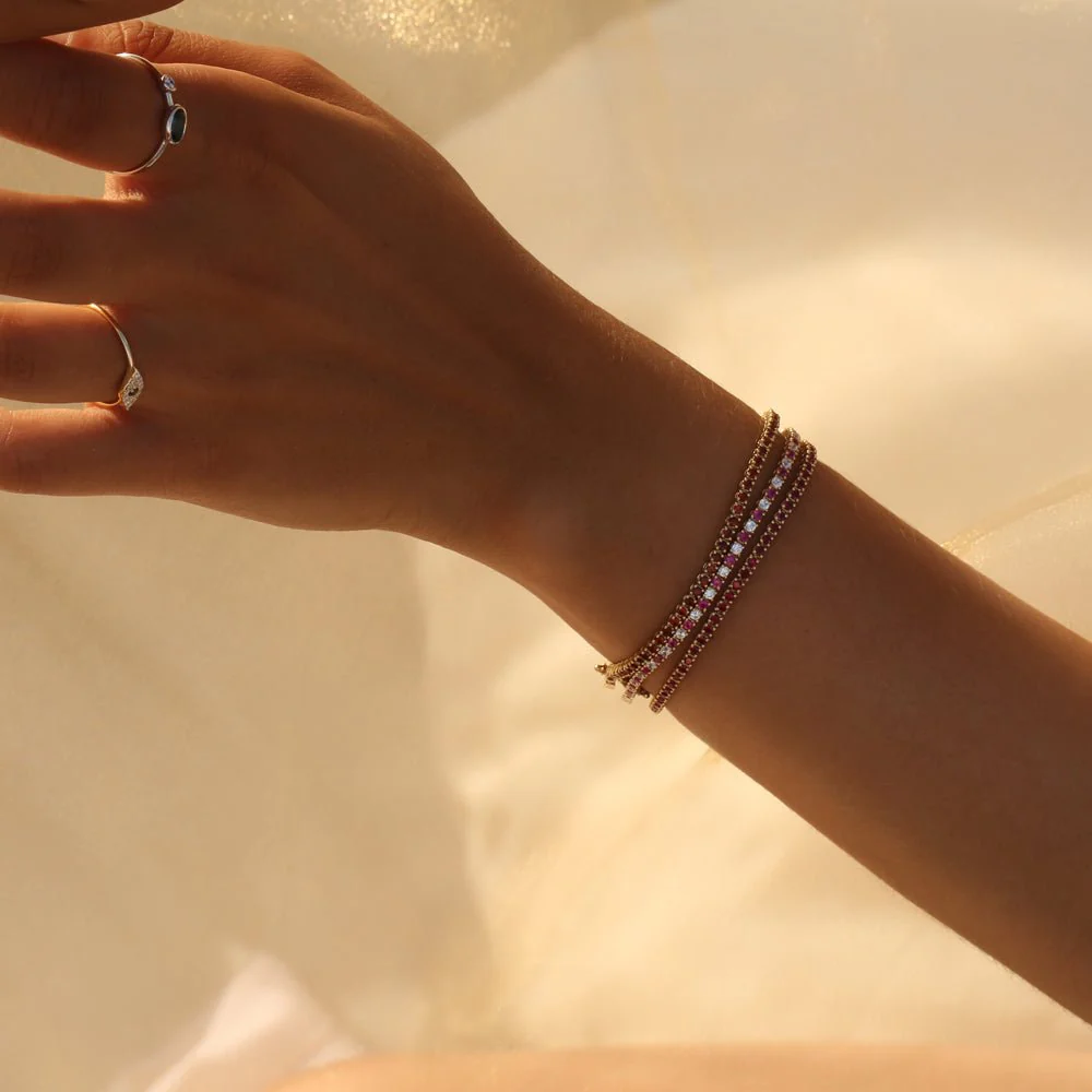 Custom Natural Ruby & Diamond Tennis Bracelet in 14K/18K Gold - Image 8