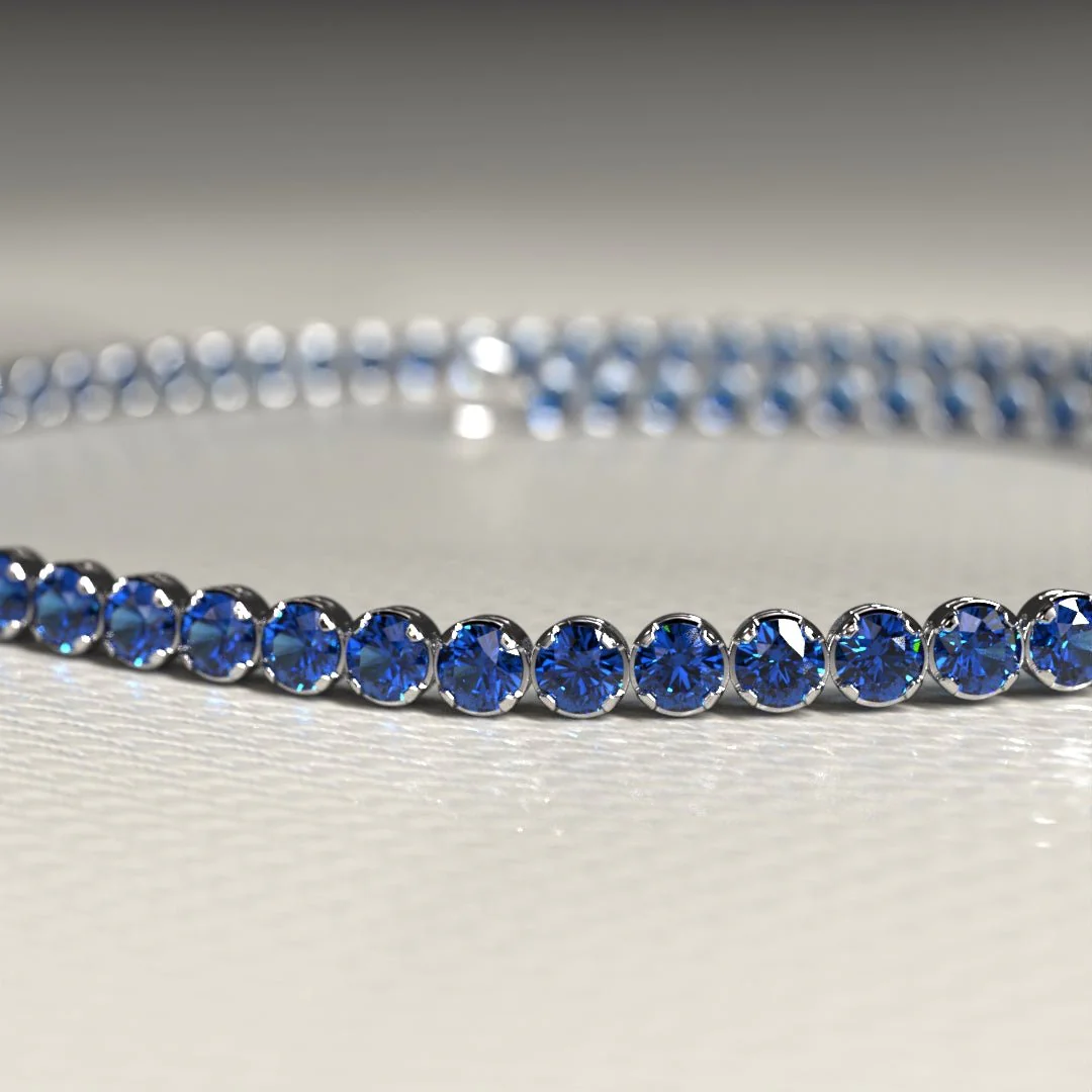 Natural Sapphire Tennis Bracelet in 14K/18K Gold, Blue September Birthstone - Image 10
