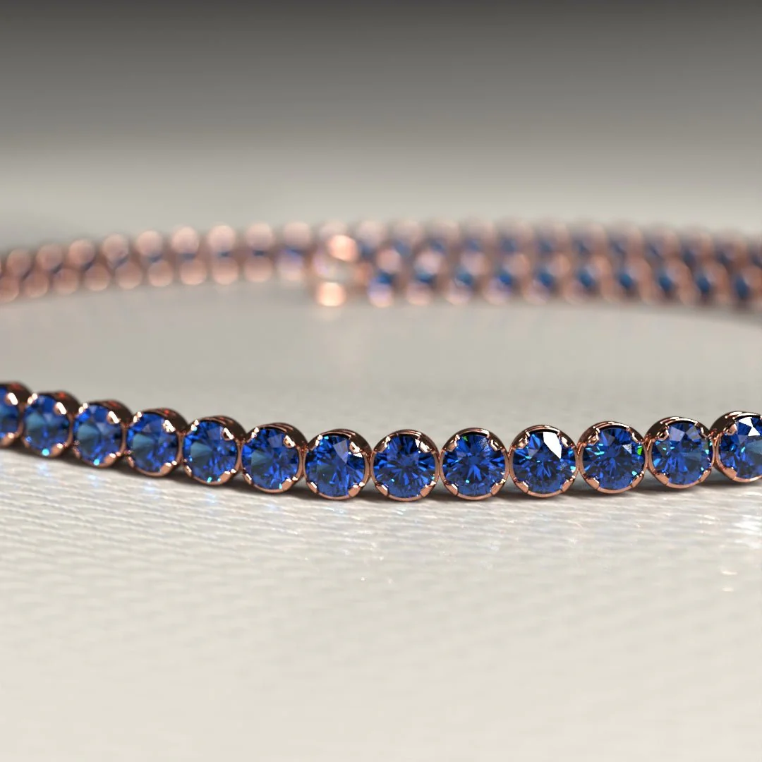 Natural Sapphire Tennis Bracelet in 14K/18K Gold, Blue September Birthstone - Image 12