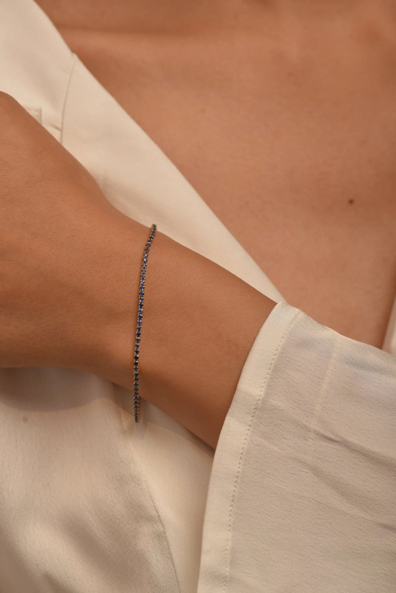 Natural Sapphire Tennis Bracelet in 14K/18K Gold, Blue September Birthstone - Image 3