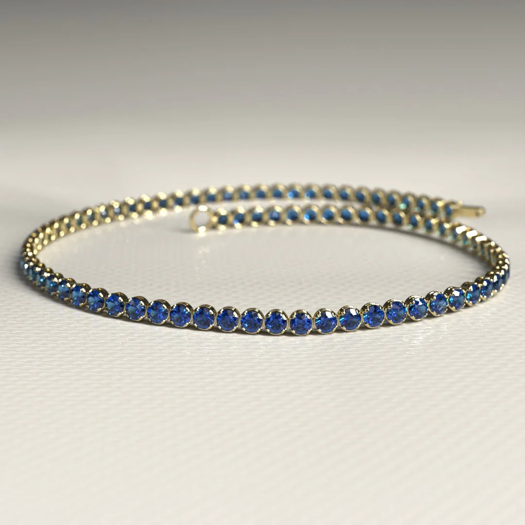 Natural Sapphire Tennis Bracelet in 14K/18K Gold, Blue September Birthstone - Image 6