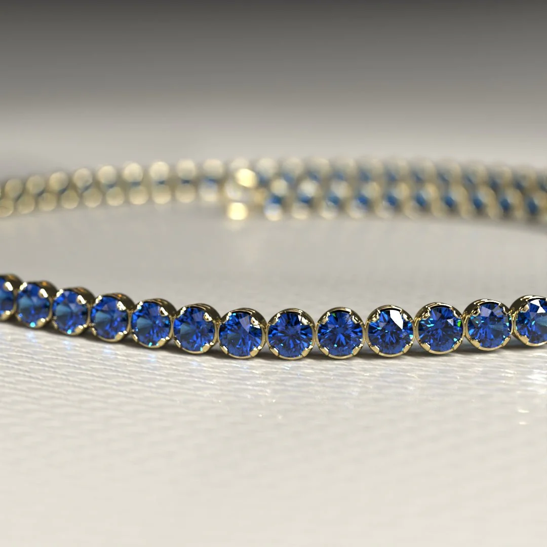 Natural Sapphire Tennis Bracelet in 14K/18K Gold, Blue September Birthstone - Image 7