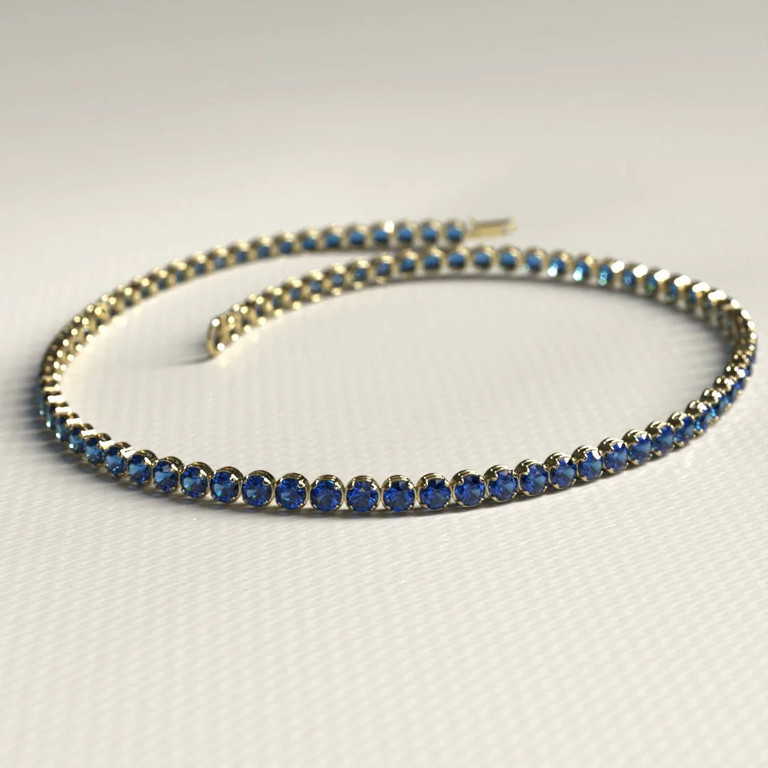 Natural Sapphire Tennis Bracelet in 14K/18K Gold, Blue September Birthstone - Image 8