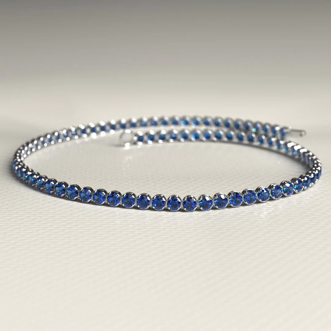 Natural Sapphire Tennis Bracelet in 14K/18K Gold, Blue September Birthstone - Image 9