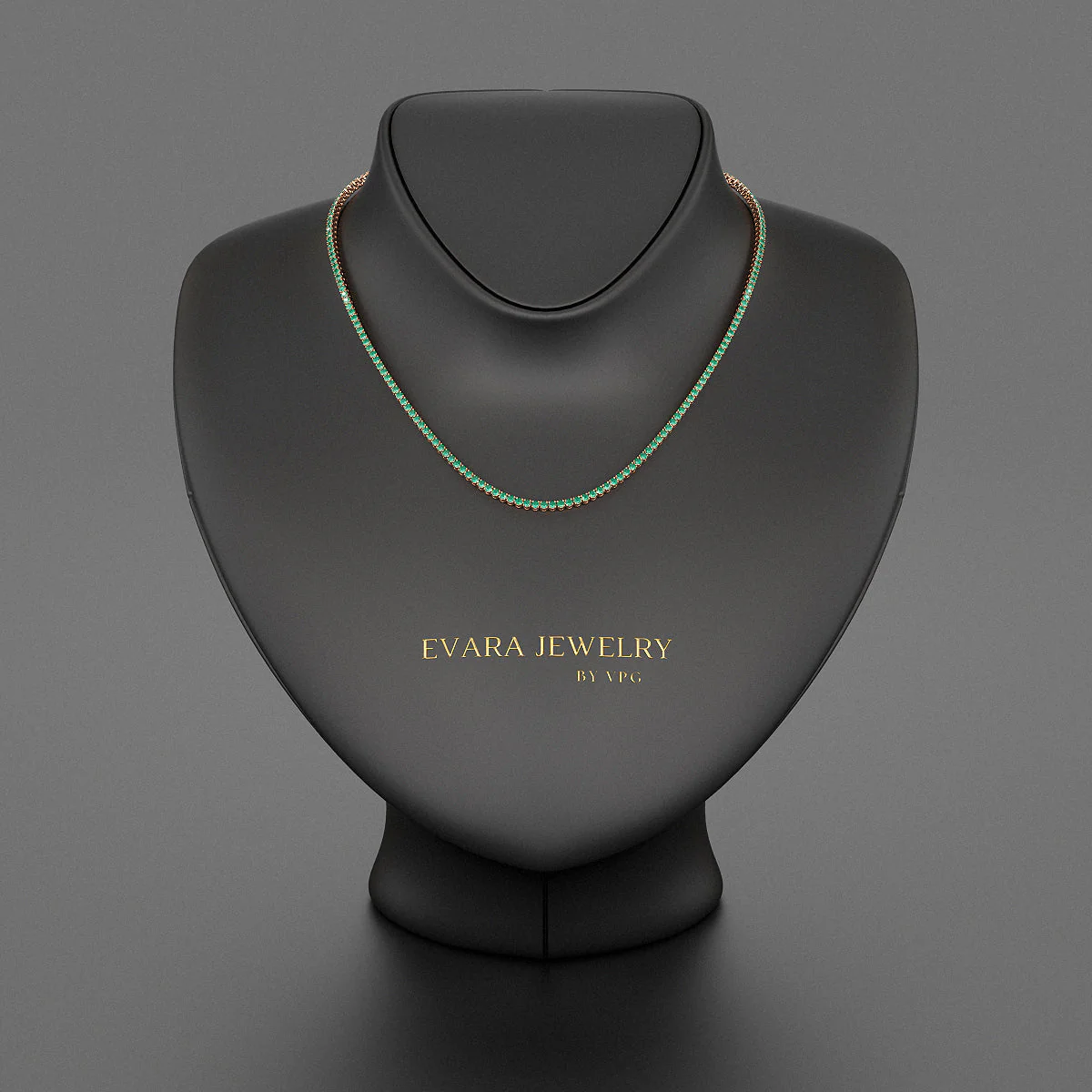 Natural Zambian Green Emerald Tennis Necklace in 14K/18K White Gold - Image 11