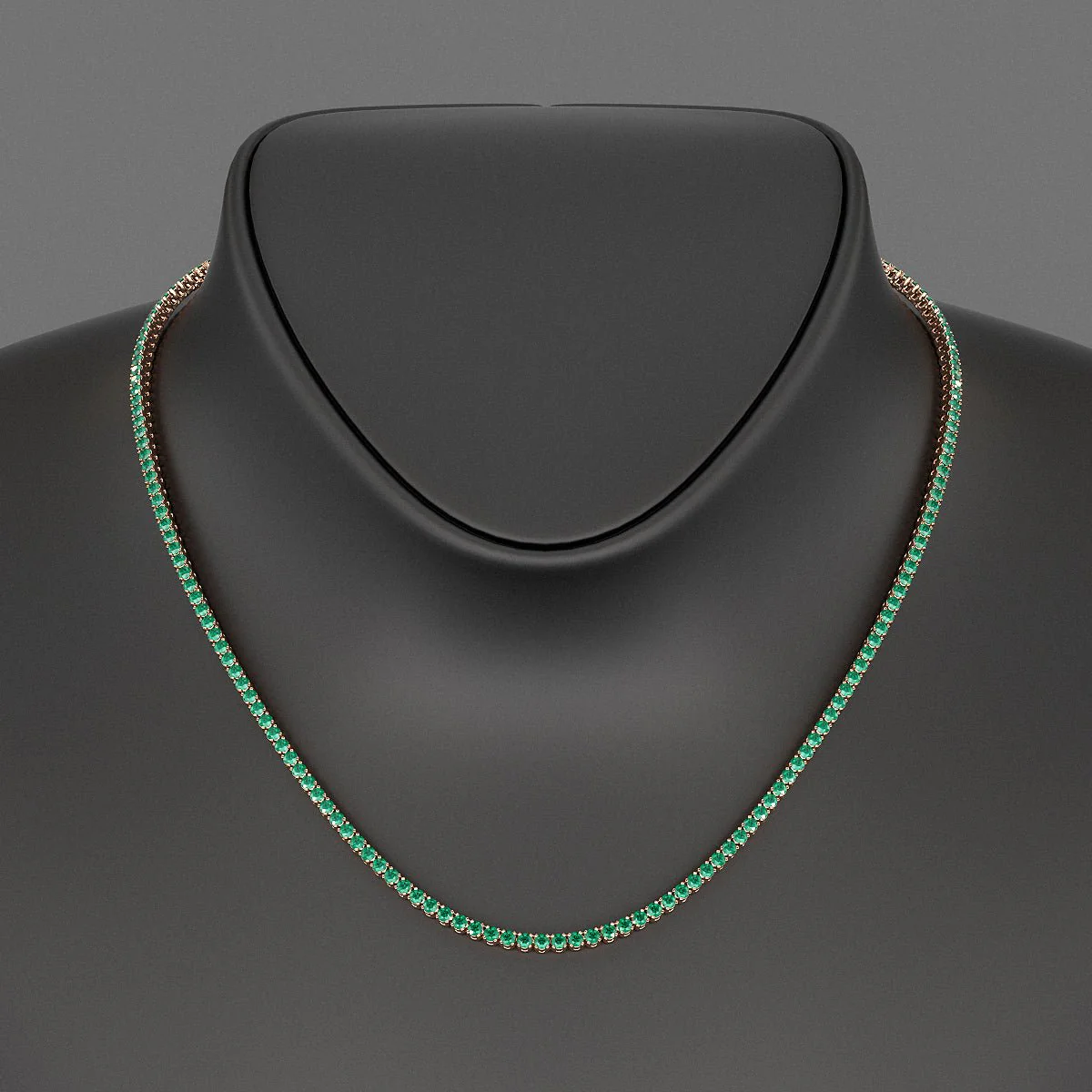 Natural Zambian Green Emerald Tennis Necklace in 14K/18K White Gold - Image 12