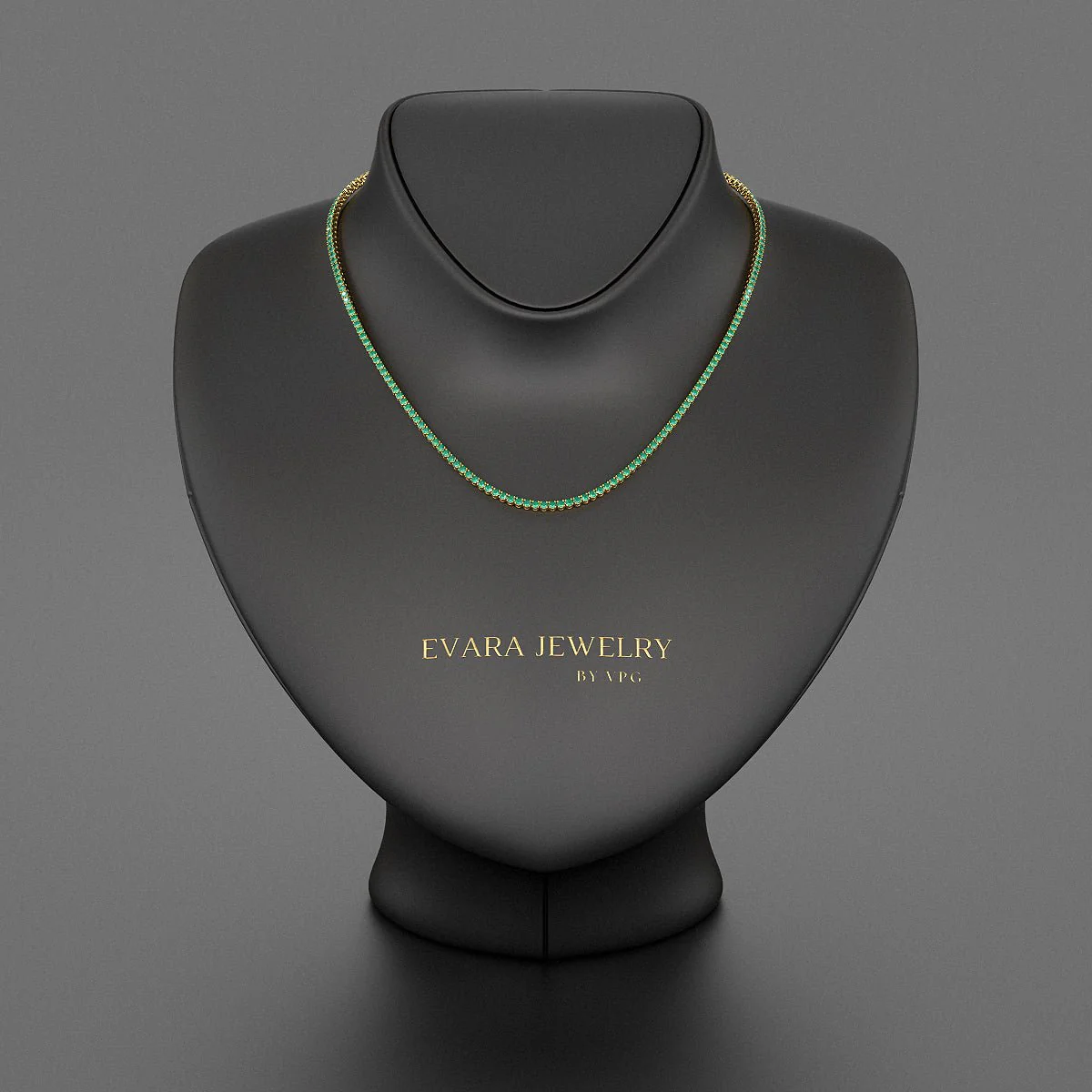 Natural Zambian Green Emerald Tennis Necklace in 14K/18K White Gold - Image 8