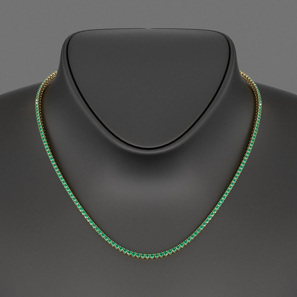 Natural Zambian Green Emerald Tennis Necklace in 14K/18K White Gold - Image 9