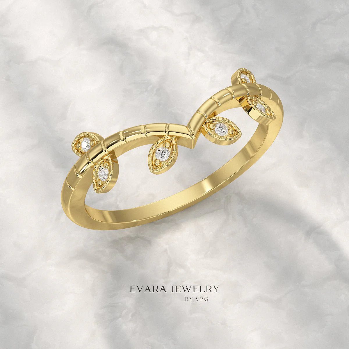 Nature Inspired Diamond Twig Stacking Ring - Image 10