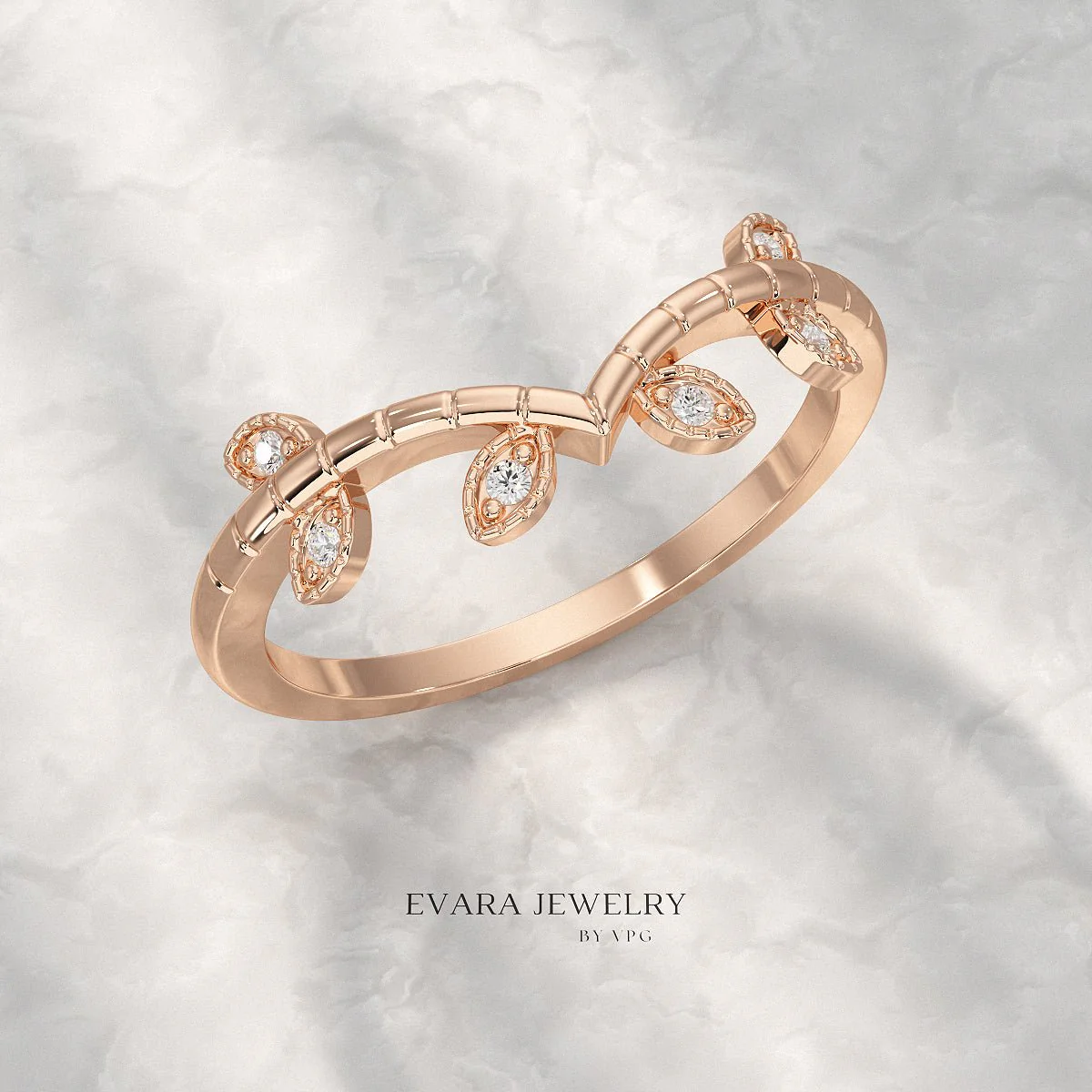 Nature Inspired Diamond Twig Stacking Ring - Image 11