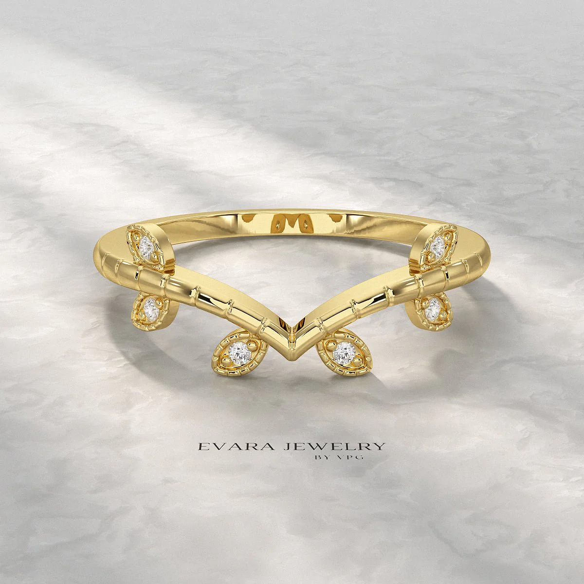 Nature Inspired Diamond Twig Stacking Ring - Image 7
