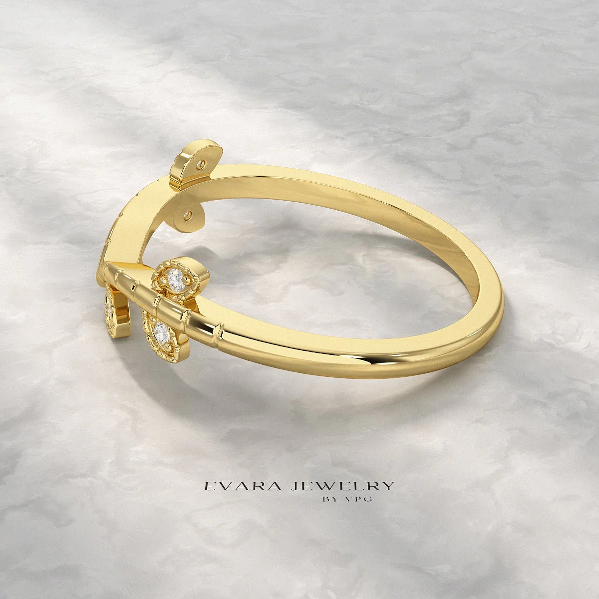 Nature Inspired Diamond Twig Stacking Ring - Image 8