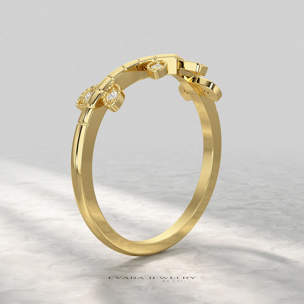 Nature Inspired Diamond Twig Stacking Ring - Image 9