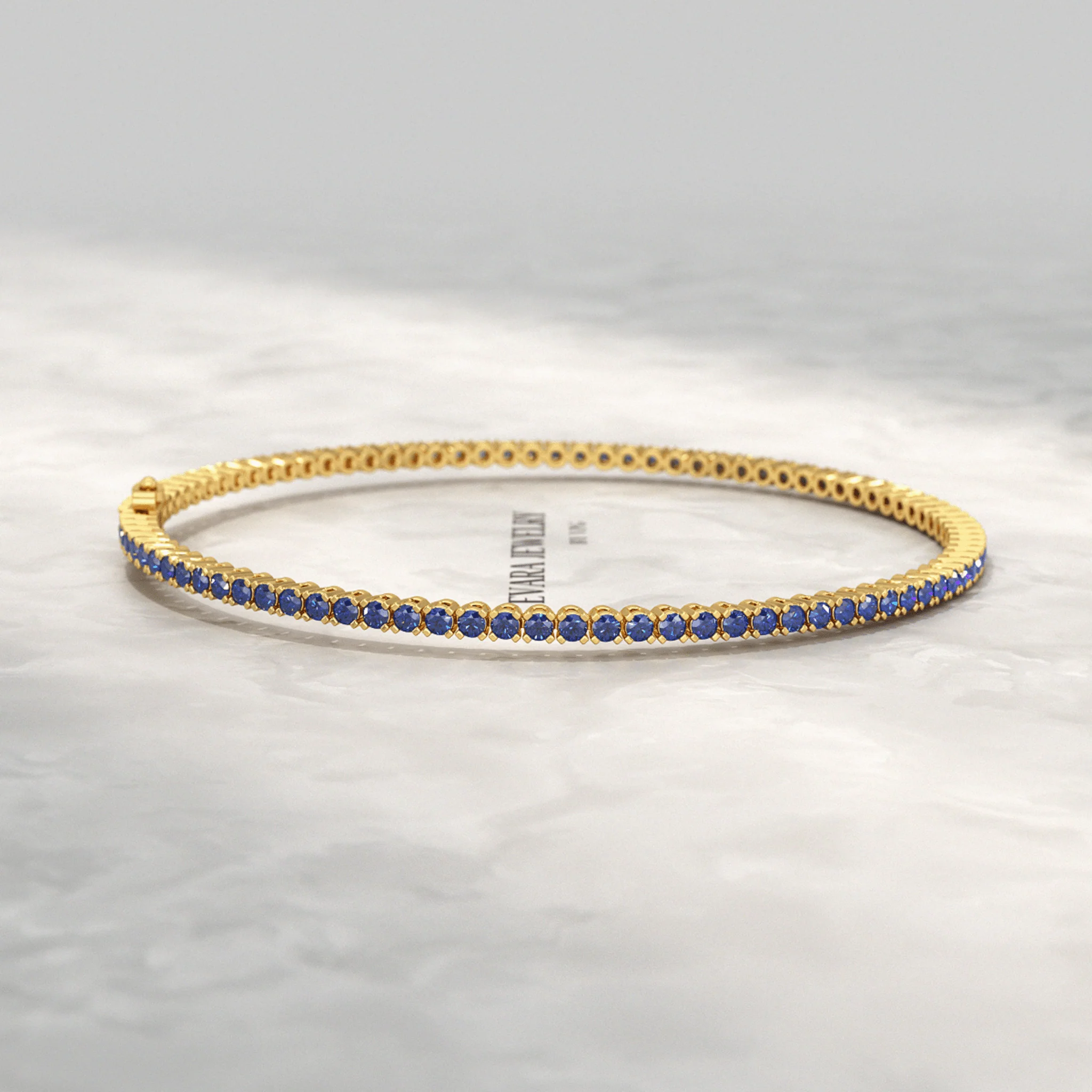 Ombre 3.14 Carats Natural Blue Sapphire Tennis Bracelet in 14K/18K Yellow Gold - Image 5