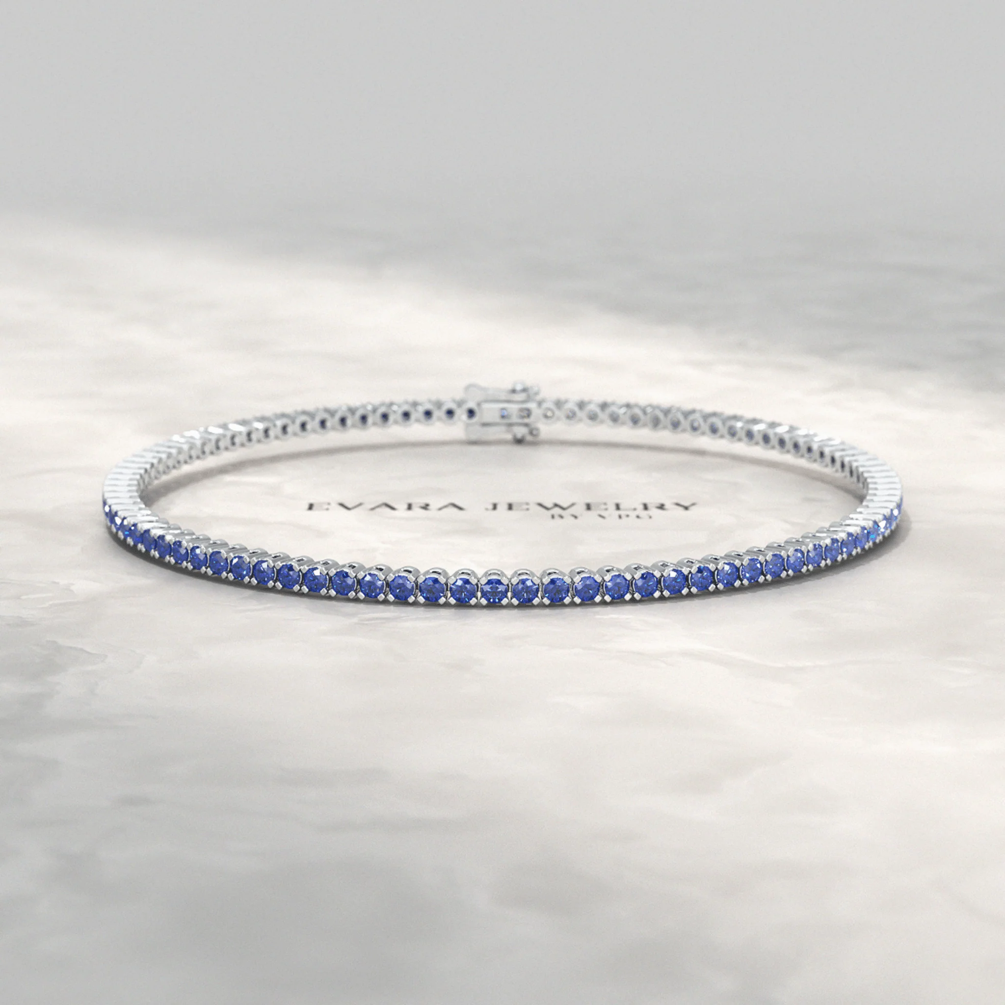 Ombre 3.14 Carats Natural Blue Sapphire Tennis Bracelet in 14K/18K Yellow Gold - Image 6