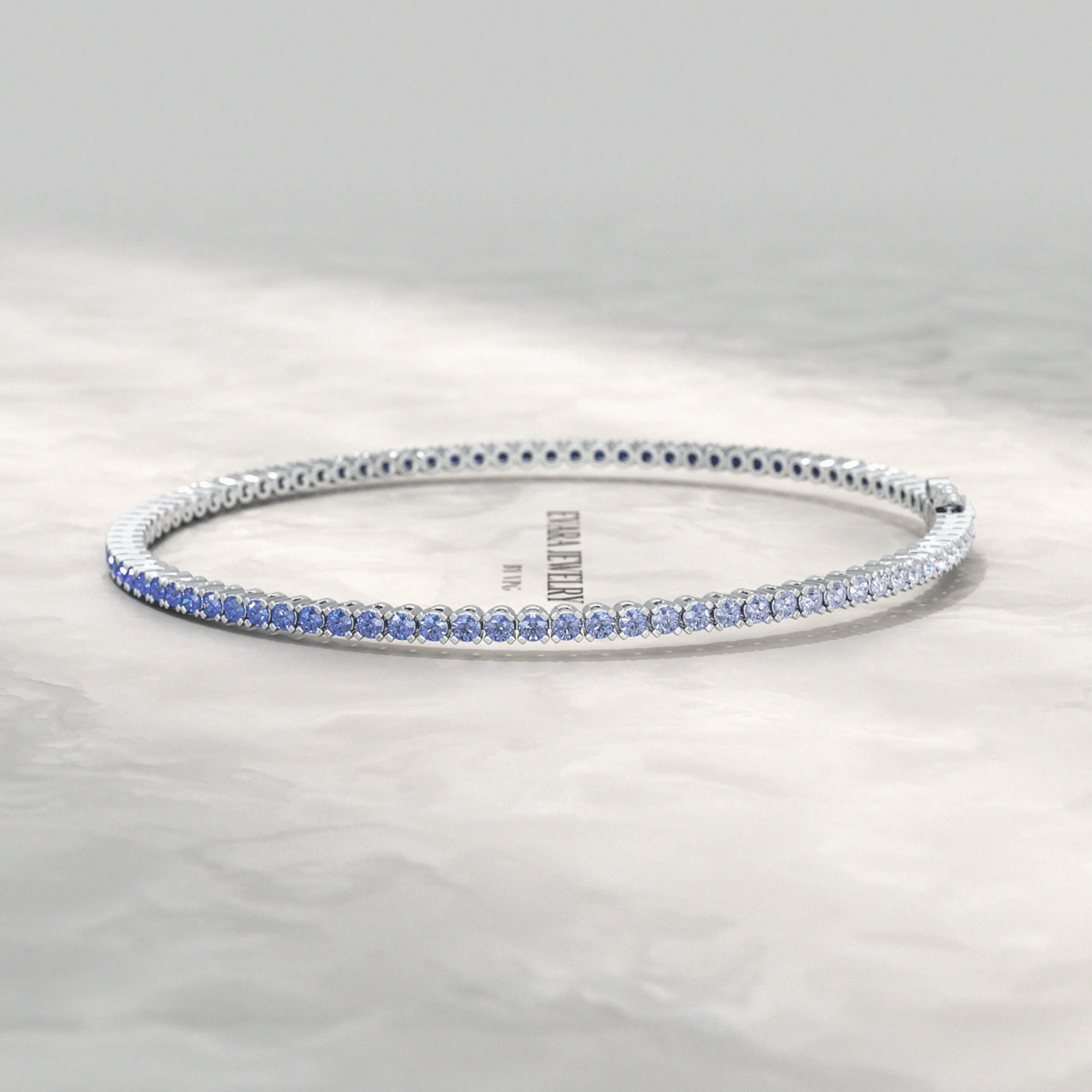 Ombre 3.14 Carats Natural Blue Sapphire Tennis Bracelet in 14K/18K Yellow Gold - Image 7