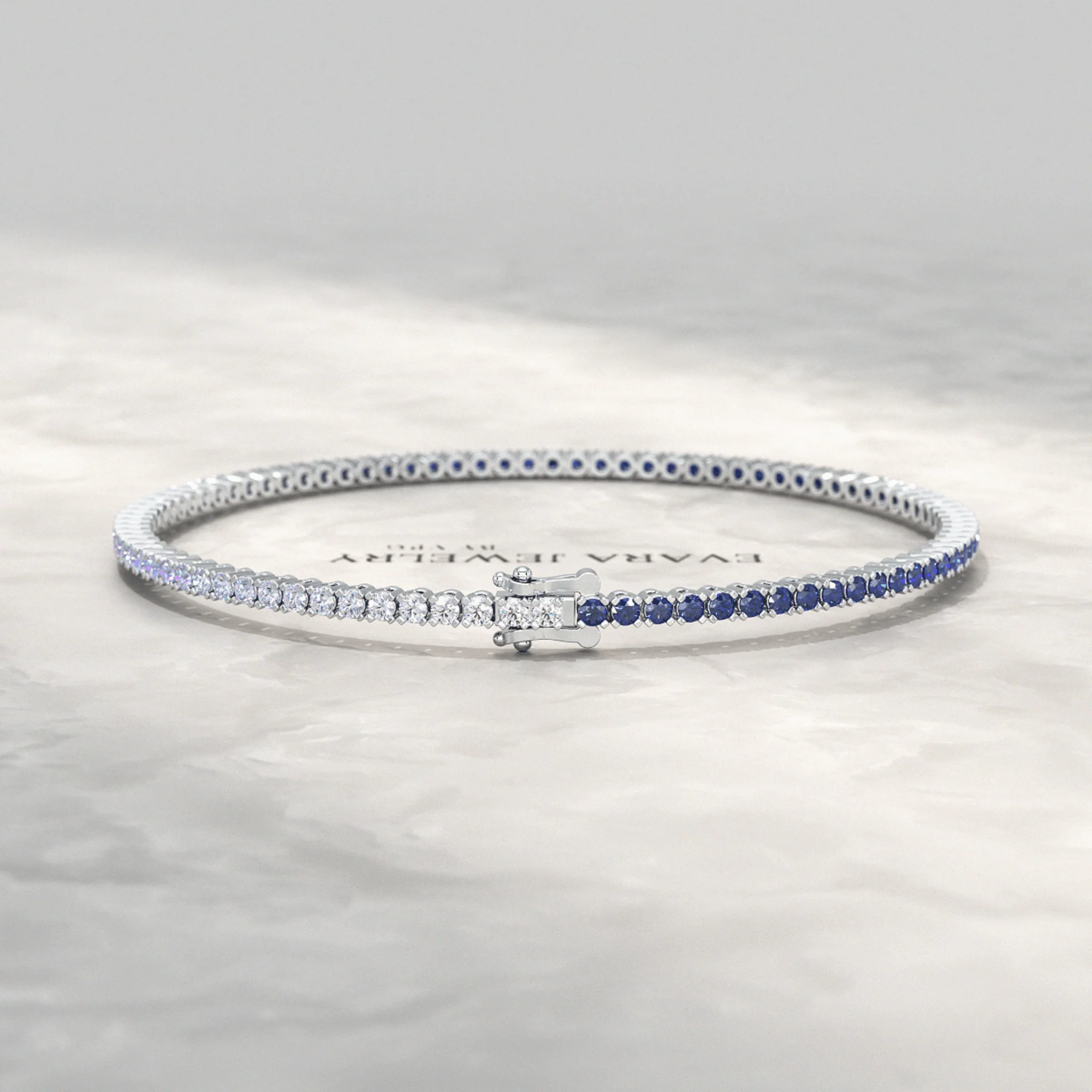 Ombre 3.14 Carats Natural Blue Sapphire Tennis Bracelet in 14K/18K Yellow Gold - Image 8