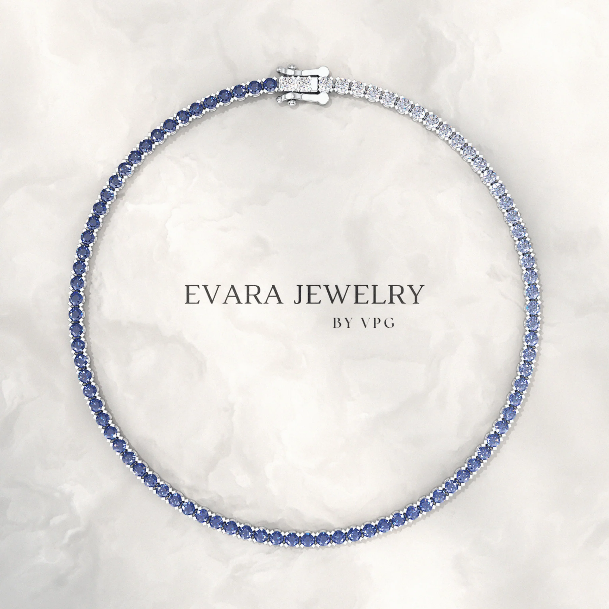 Ombre 3.14 Carats Natural Blue Sapphire Tennis Bracelet in 14K/18K Yellow Gold - Image 9