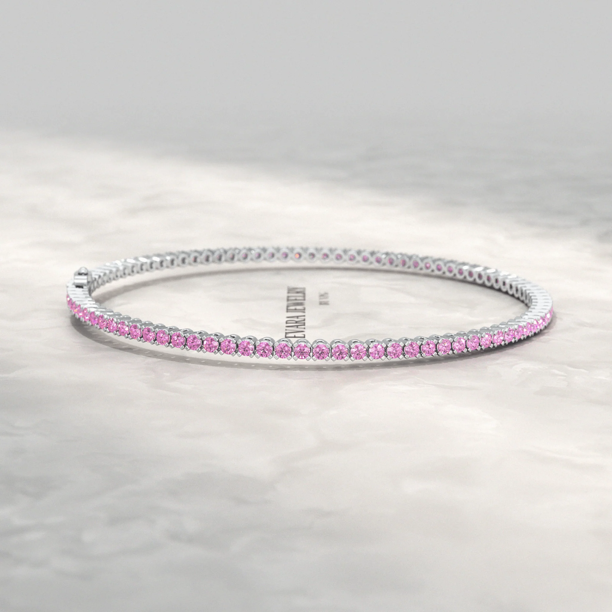 Ombre 3.24 Carats Natural Pink Sapphire Tennis Bracelet in 14K/18K White Gold - Image 10
