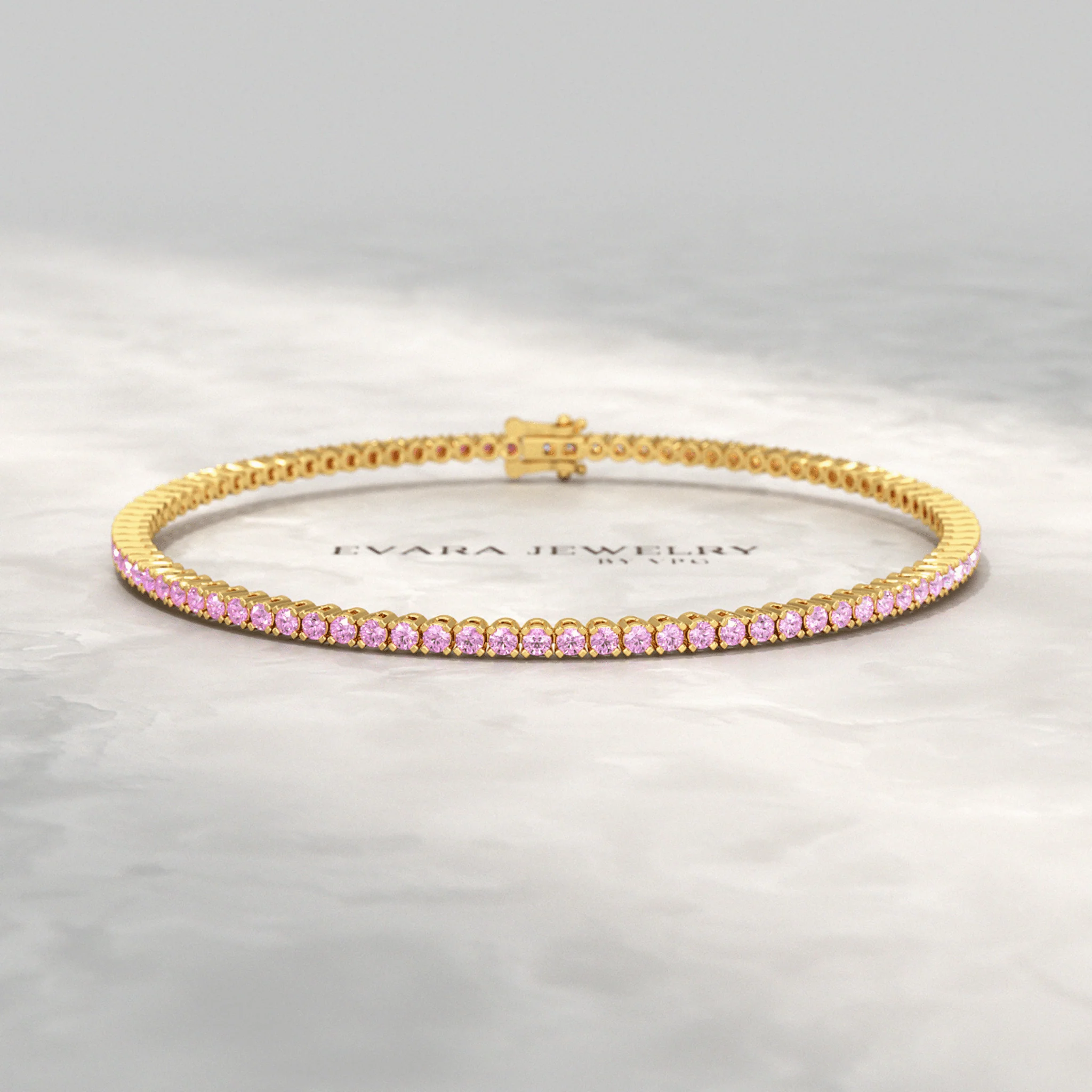 Ombre 3.24 Carats Natural Pink Sapphire Tennis Bracelet in 14K/18K White Gold - Image 2