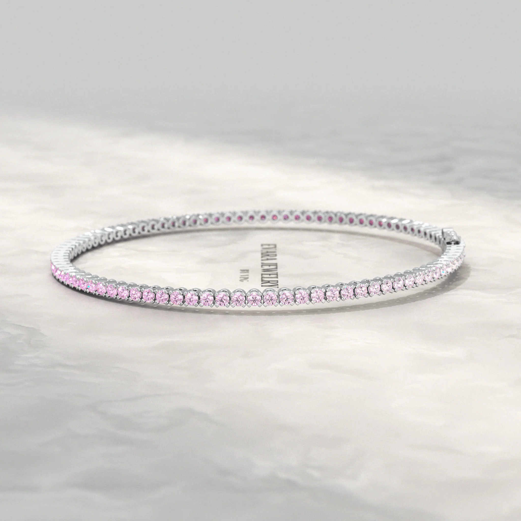 Ombre 3.24 Carats Natural Pink Sapphire Tennis Bracelet in 14K/18K White Gold - Image 8