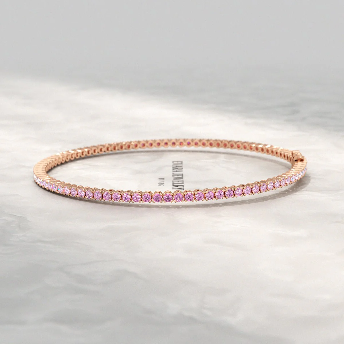 Ombre 3.28 Carats Natural Pink Sapphire Tennis Bracelet in 14K/18K Rose Gold - Image 14