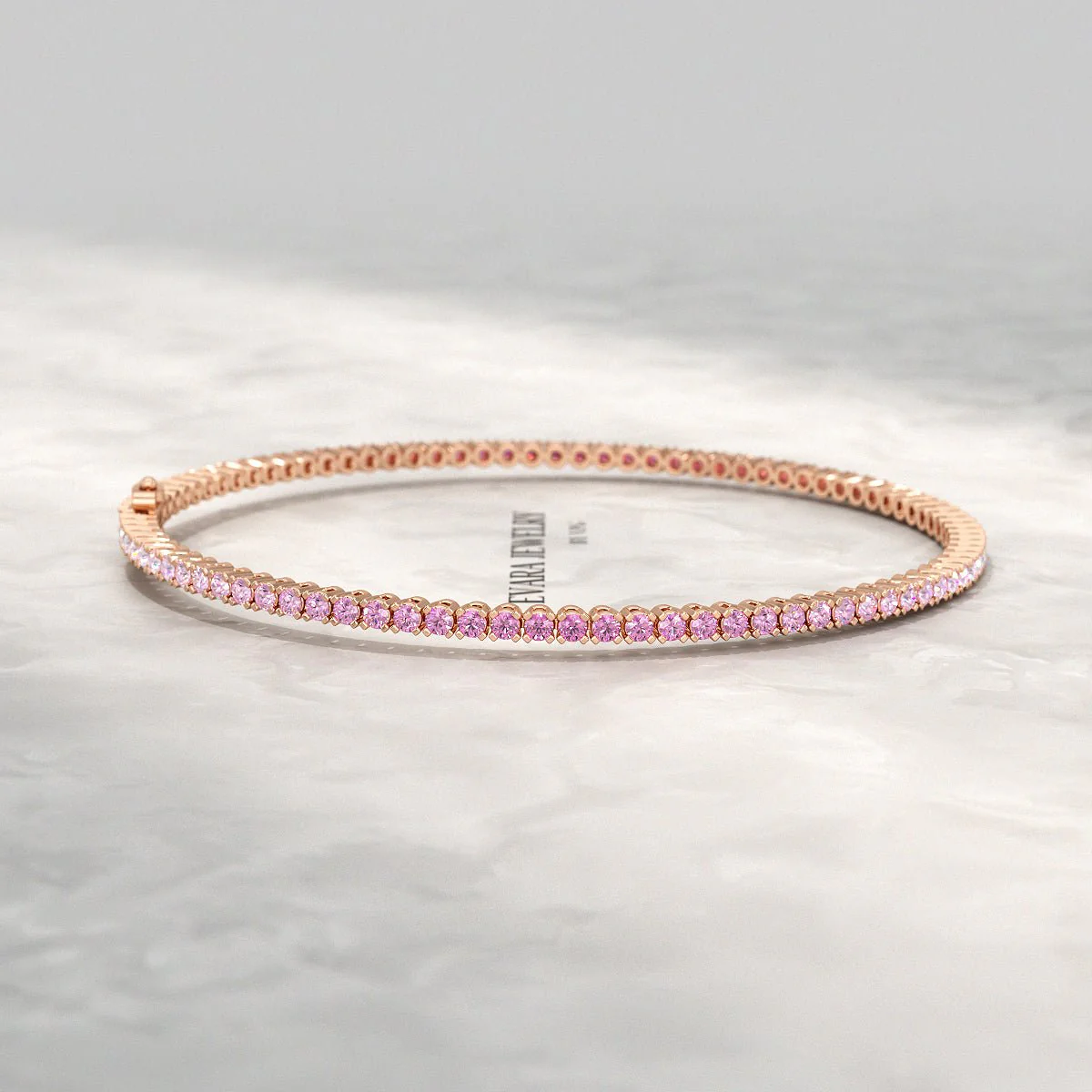 Ombre 3.28 Carats Natural Pink Sapphire Tennis Bracelet in 14K/18K Rose Gold - Image 15