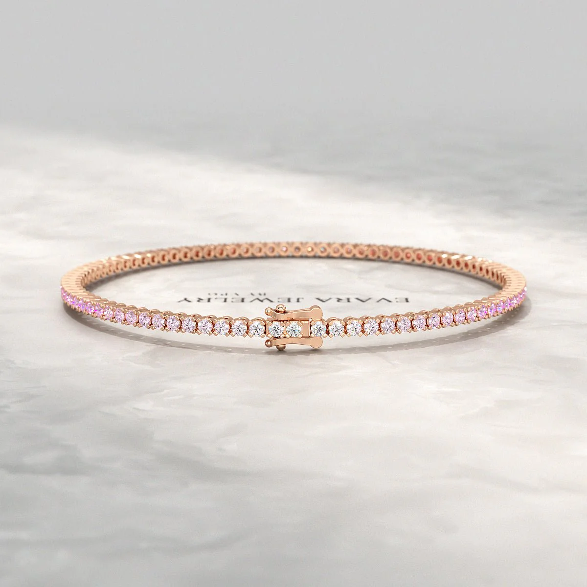 Ombre 3.28 Carats Natural Pink Sapphire Tennis Bracelet in 14K/18K Rose Gold - Image 16