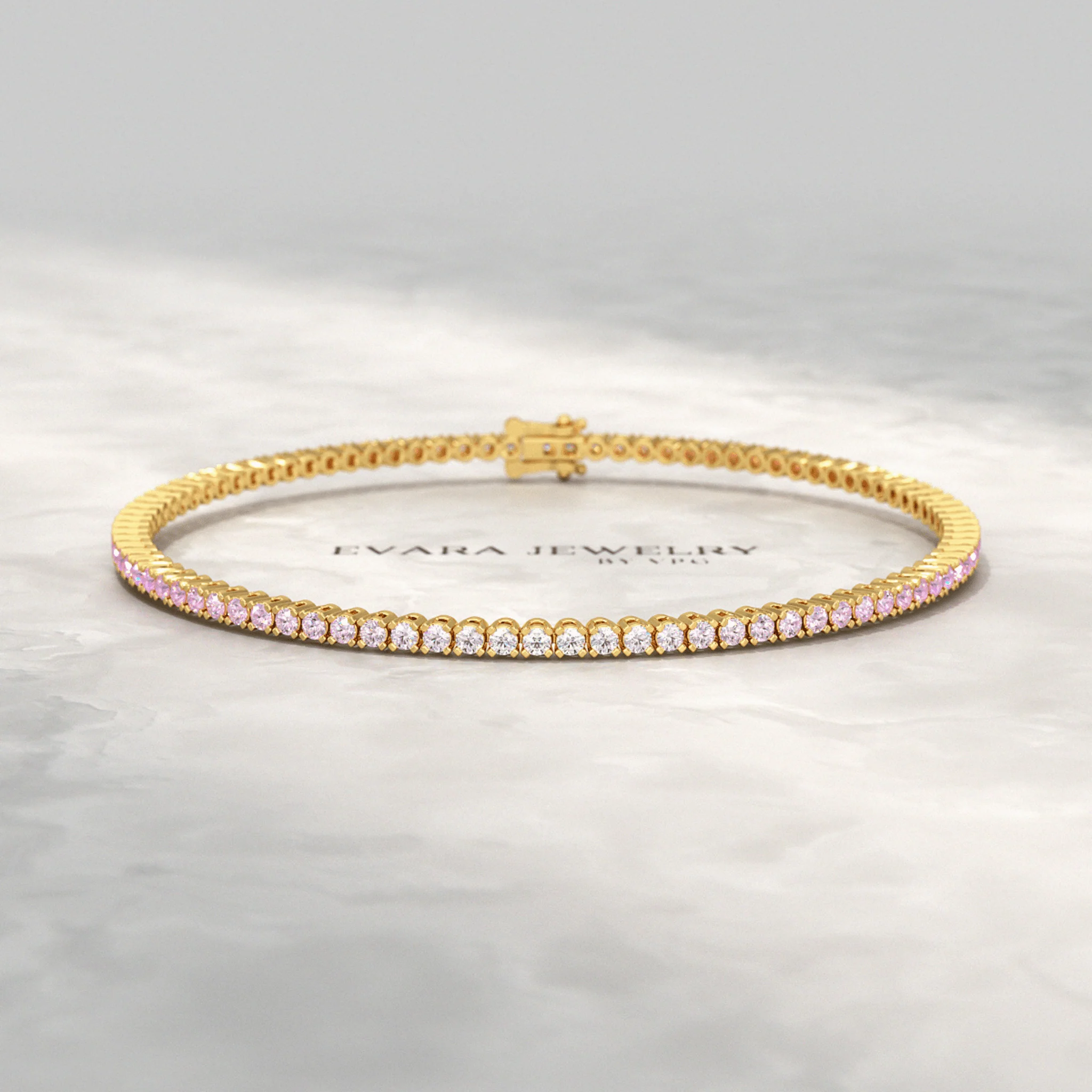 Ombre 3.28 Carats Natural Pink Sapphire Tennis Bracelet in 14K/18K Rose Gold - Image 18