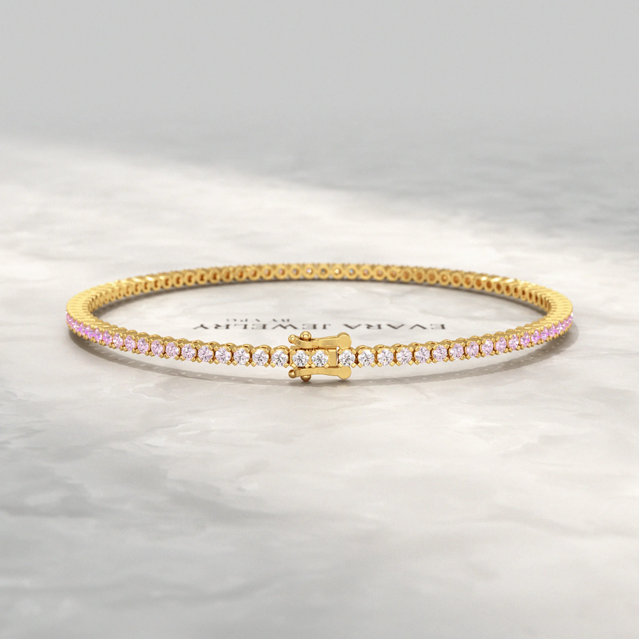 Ombre 3.28 Carats Natural Pink Sapphire Tennis Bracelet in 14K/18K Rose Gold - Image 20