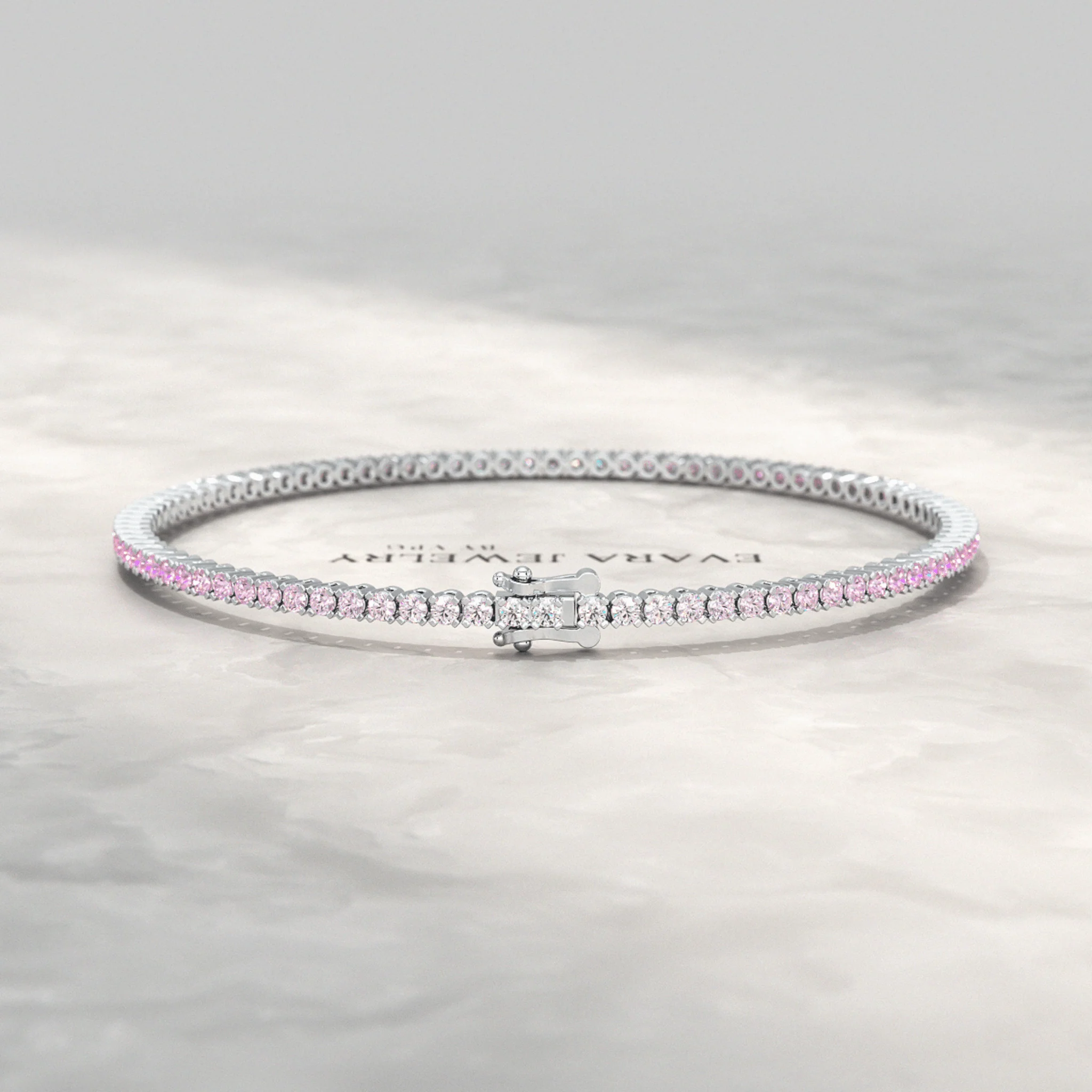 Ombre 3.28 Carats Natural Pink Sapphire Tennis Bracelet in 14K/18K Rose Gold - Image 25