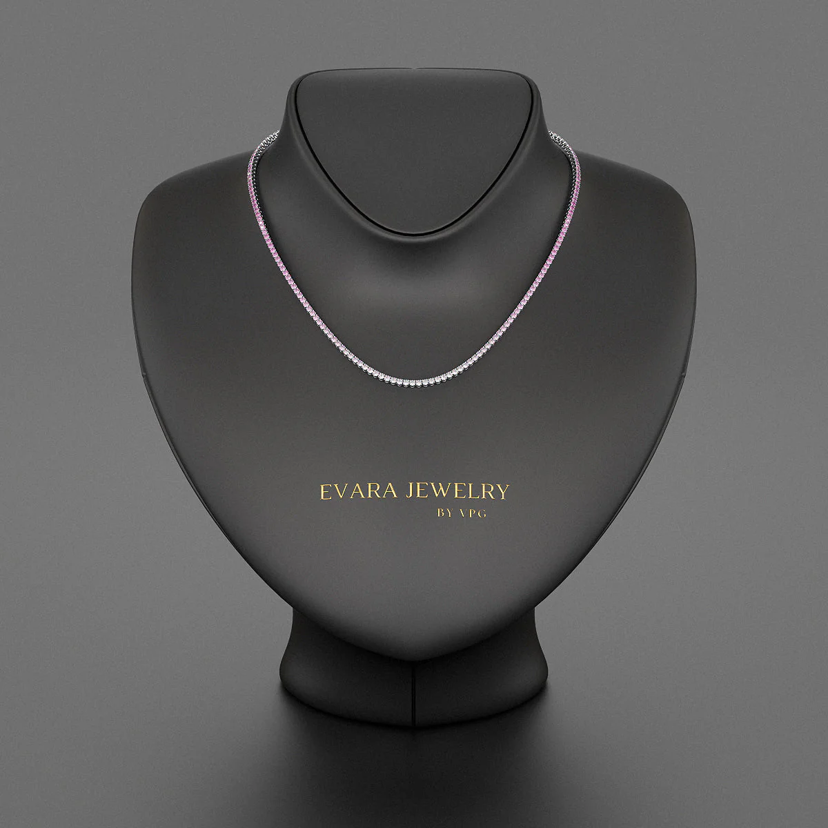 Ombre Natural Pink Sapphire Tennis Necklace in 14K/18K Gold - Image 3