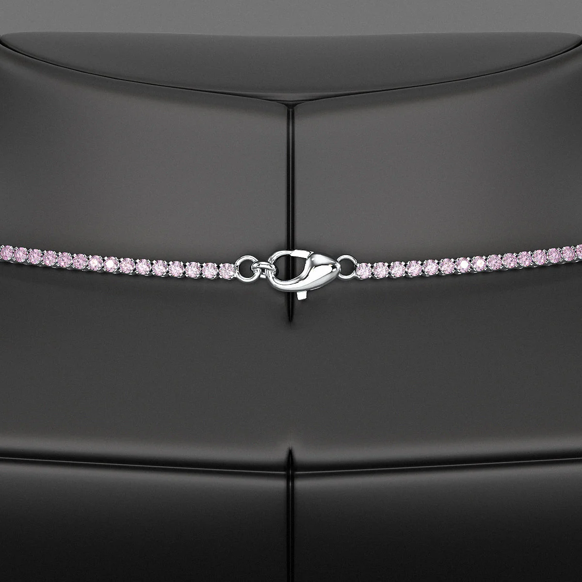 Ombre Natural Pink Sapphire Tennis Necklace in 14K/18K Gold - Image 5