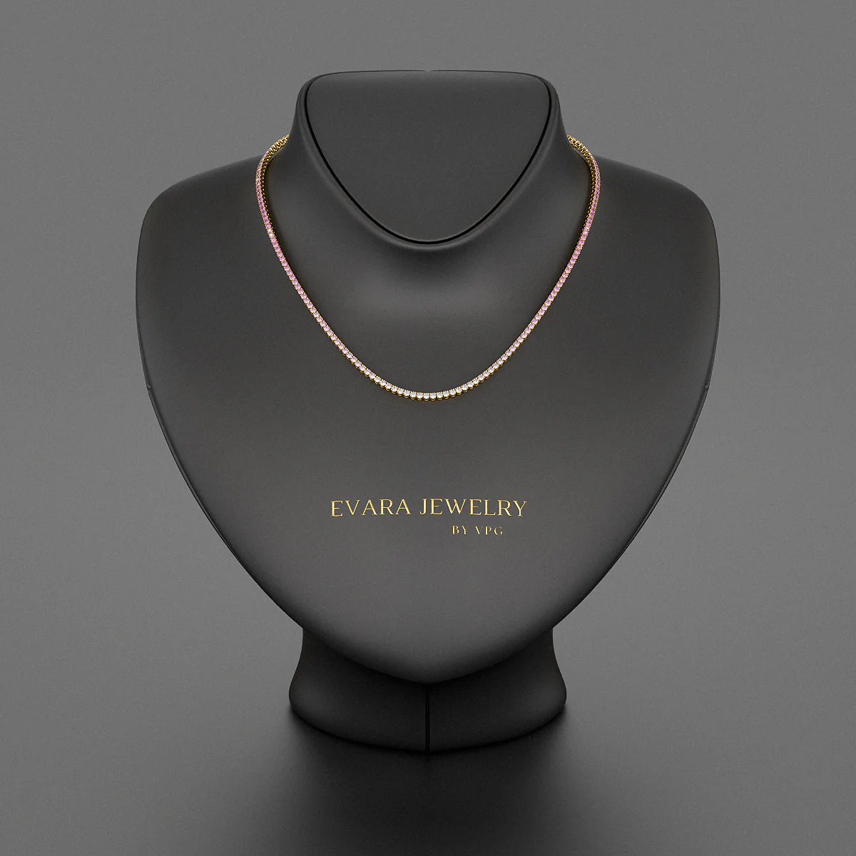 Ombre Natural Pink Sapphire Tennis Necklace in 14K/18K Gold - Image 6