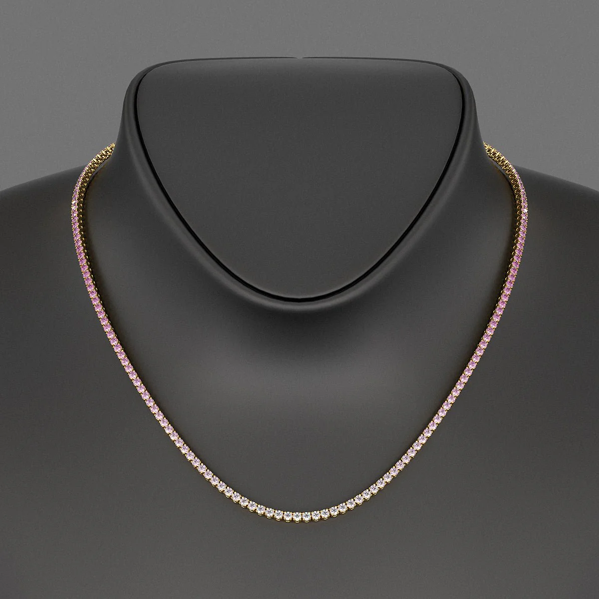 Ombre Natural Pink Sapphire Tennis Necklace in 14K/18K Gold - Image 7