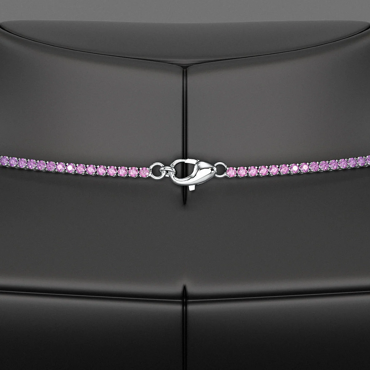 Ombre Necklace with Natural Pink Sapphire, Blue Sapphire & Amethyst in 14K/18K White Gold - Image 5