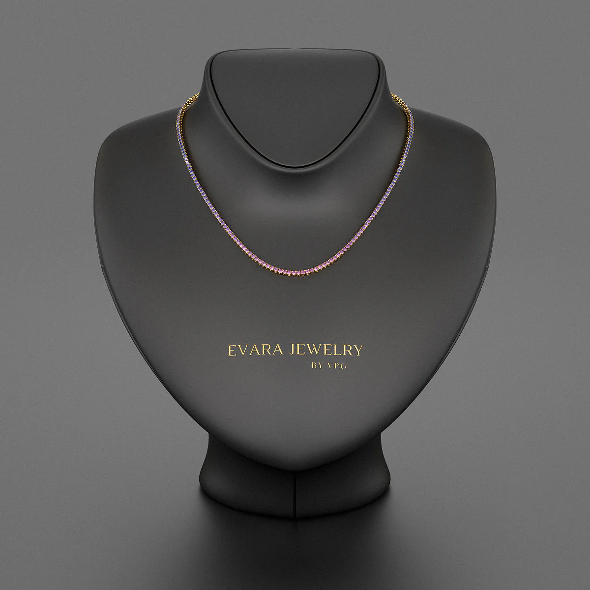 Ombre Necklace with Natural Pink Sapphire, Blue Sapphire & Amethyst in 14K/18K White Gold - Image 6