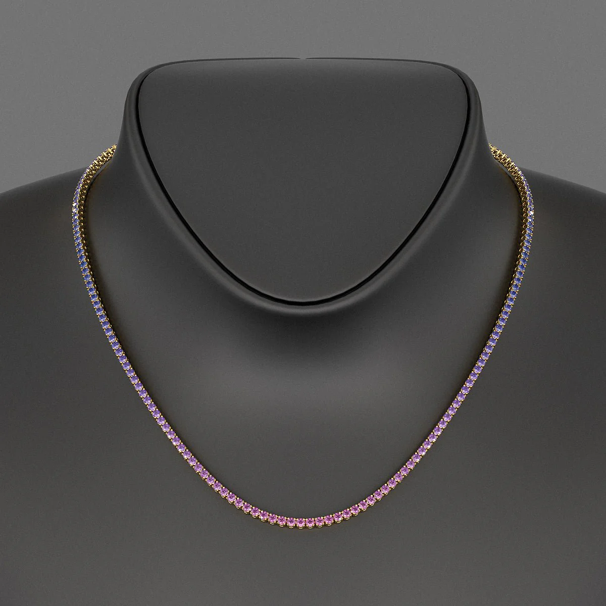 Ombre Necklace with Natural Pink Sapphire, Blue Sapphire & Amethyst in 14K/18K White Gold - Image 7