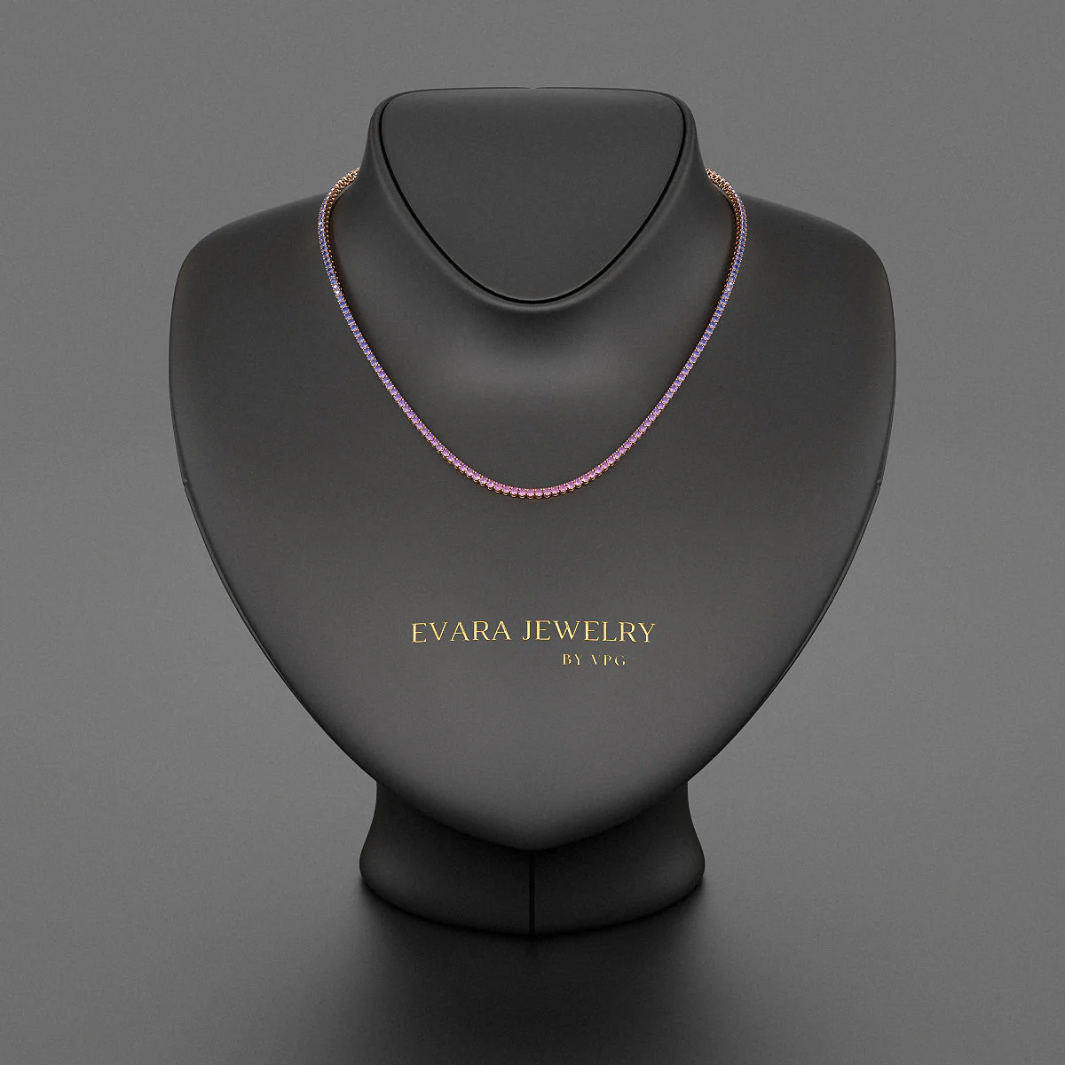 Ombre Necklace with Natural Pink Sapphire, Blue Sapphire & Amethyst in 14K/18K White Gold - Image 8