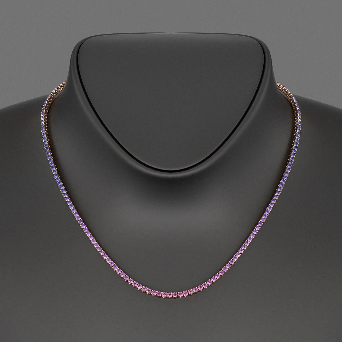 Ombre Necklace with Natural Pink Sapphire, Blue Sapphire & Amethyst in 14K/18K White Gold - Image 9
