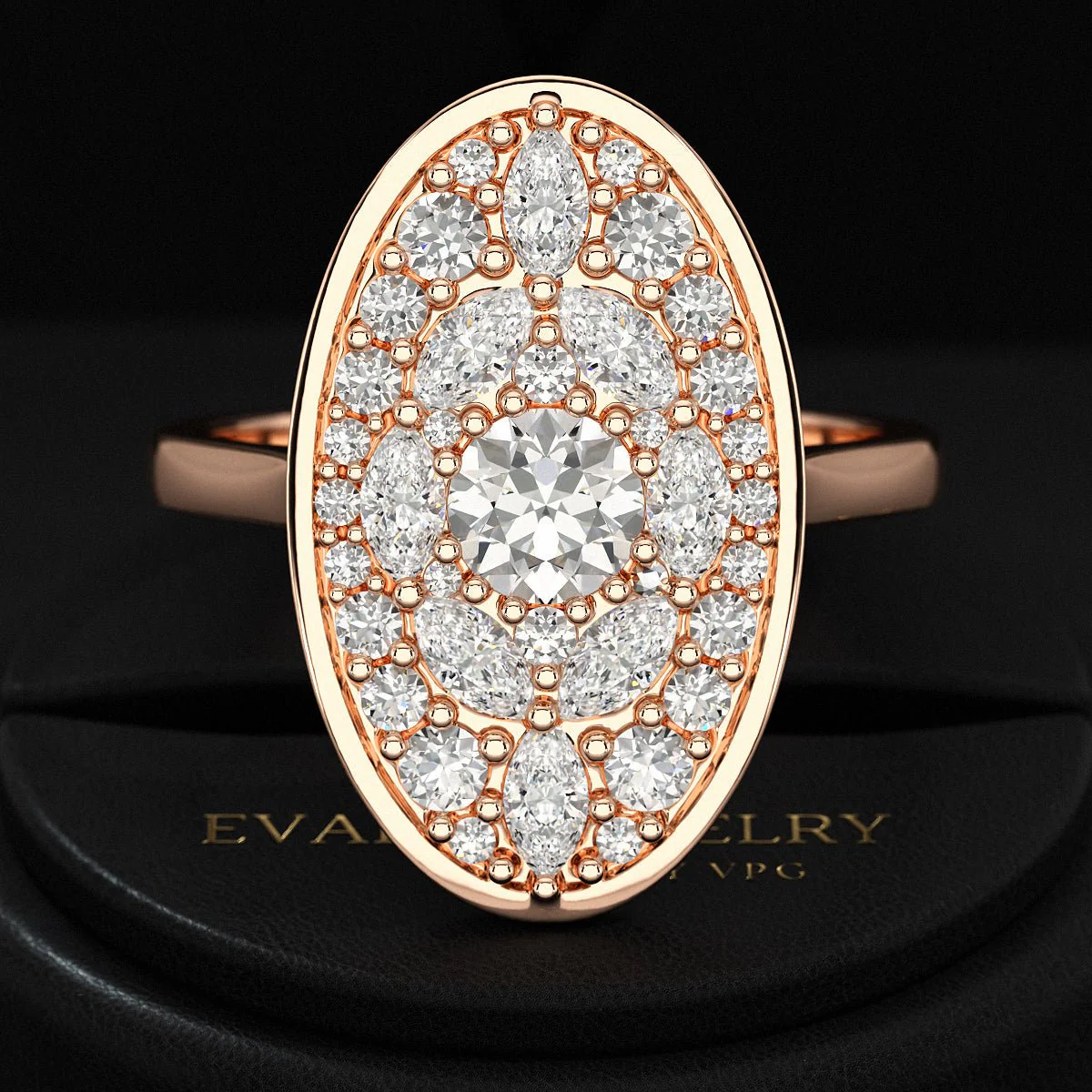 Oval Shape Diamond Mosaic Proposal Ring - Image 10